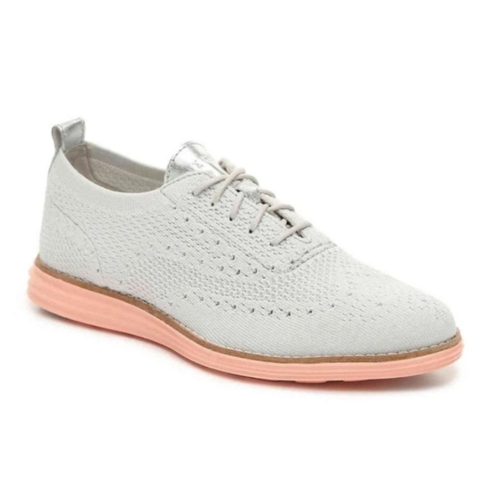 Cole Haan Women's Original Grand Stitchlite Wingtip Shoes Grey/Peach